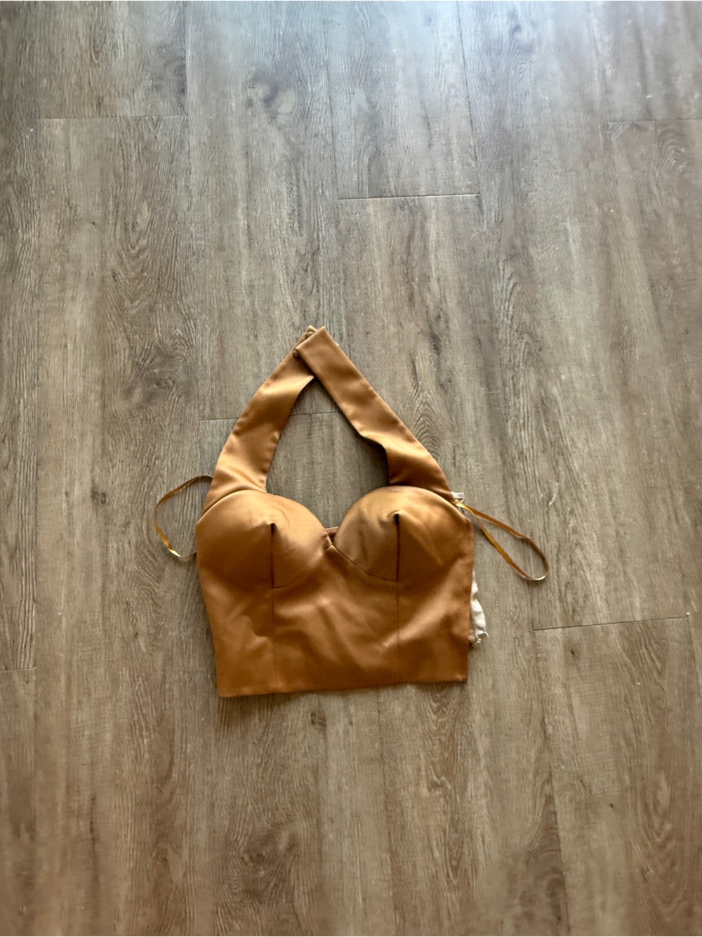 Marc Jacobs Satin-Look Brown Cropped Bustier Top
